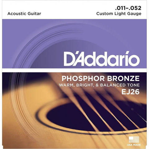 Cuerdas Guitarra Acústica D'Addario EJ26 Phosphor Bronze.