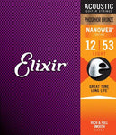 Variedad de Cuerdas Elixir Nanoweb Coated Phosphor Bronce Guitarra Acústica.